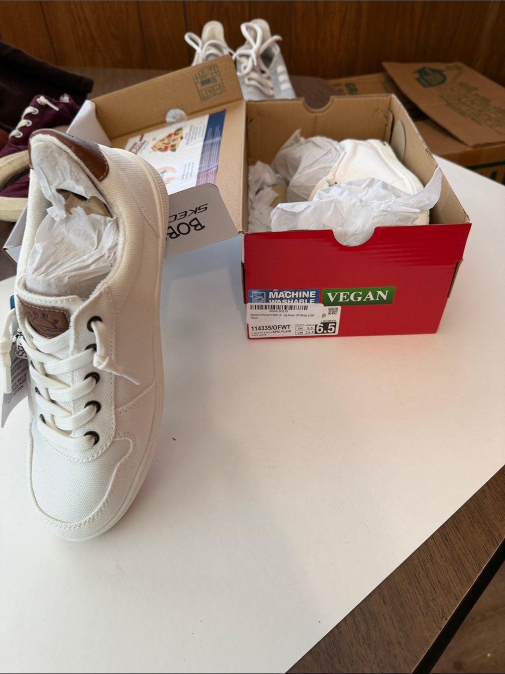 BOBS from Skechers Women's White Canvas Vegan Sneakers